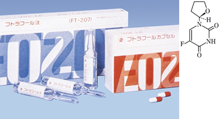 1974年
「フトラフールカプセル200mg」と
「フトラフール注400mg」の商品画像