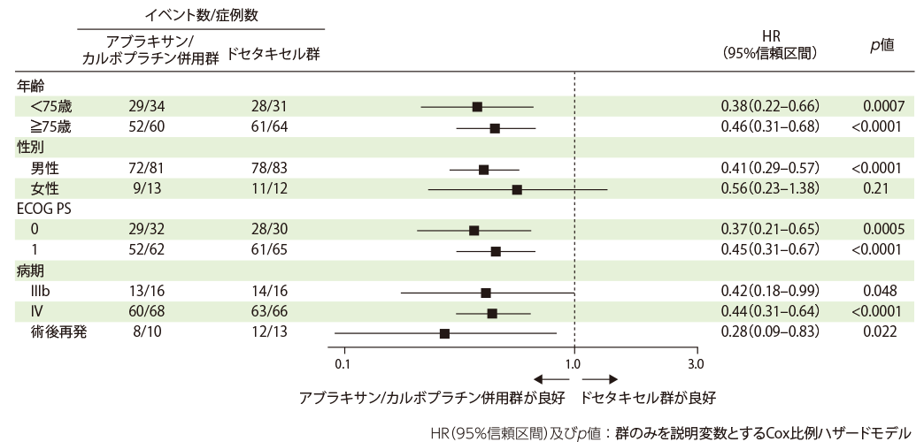 無増悪生存期間（副次評価項目のサブグループ解析）