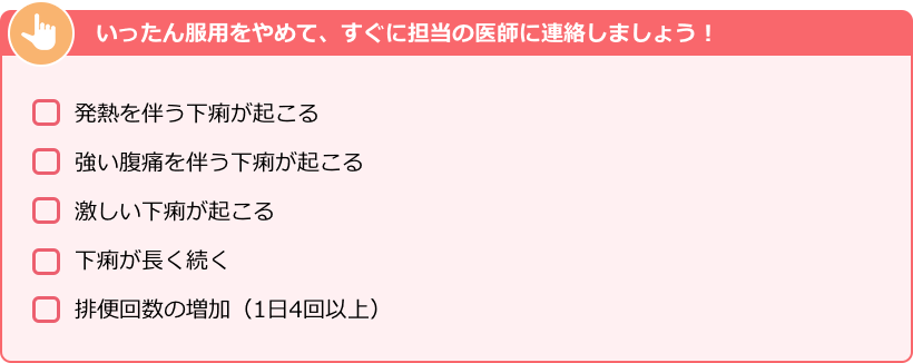 いったん服用をやめて、すぐに担当の医師に連絡しましょう