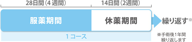 ティーエスワン単独治療のスケジュールの説明図