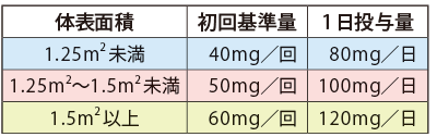 体表面積換算表